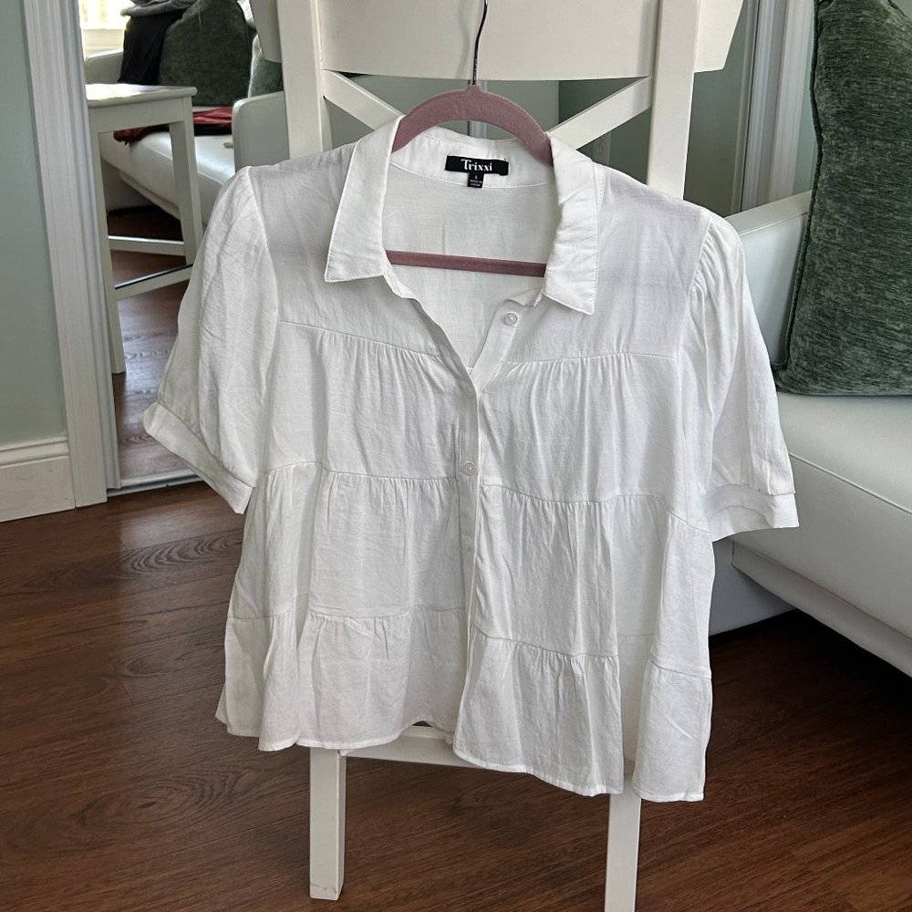White cropped button down